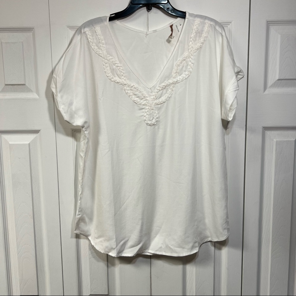 Soft Surroundings White Braided Blouse size medium women